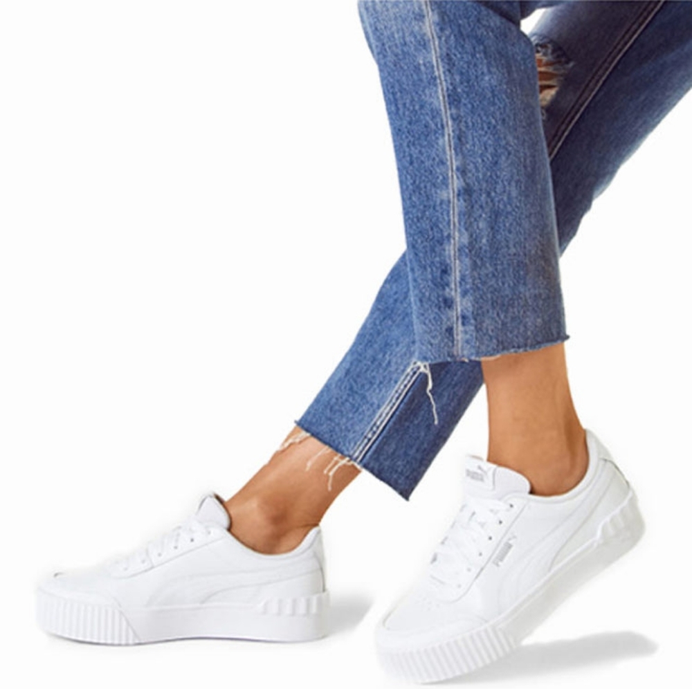 Puma Carina Lift White Sneakers (Sz 5.5)